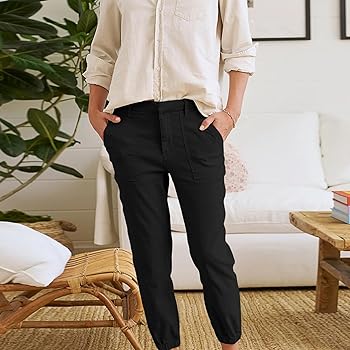 パンツ argue linen narrow pants Amazon.com: Cropped Linen Pants Women, Work Chino Pants for