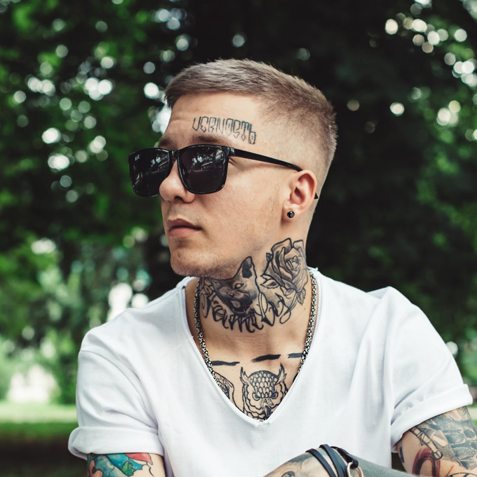 ONESING 12 Pairs Stud Earrings for Men Stainless Steel Mens Earrings Studs Hypoallergenic Cubic Zirconia Earrings for Women Men