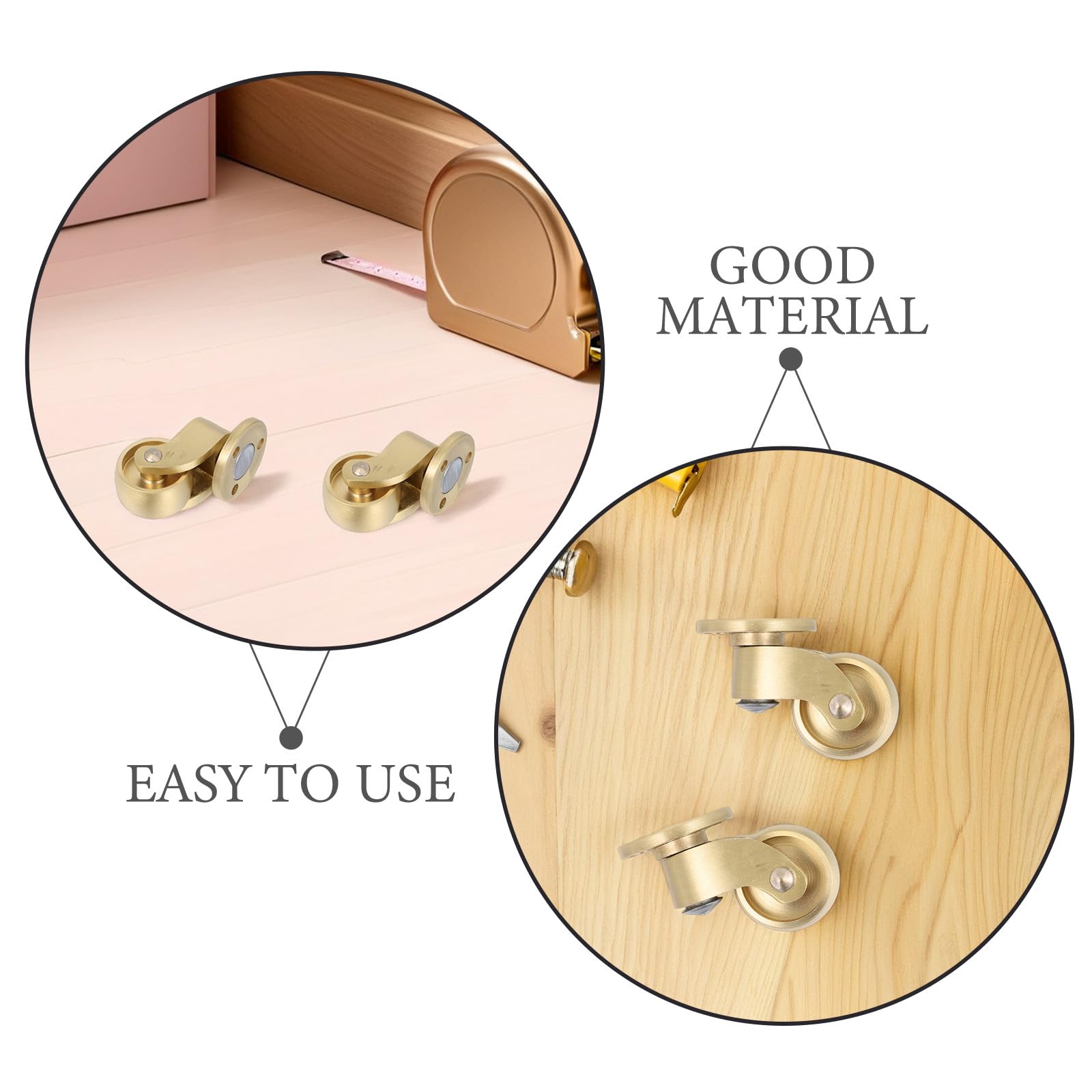 Operitacx 4 Stück Universal-Messingrollen, Möbelrollen, Schwerlast-Lenkrollen mit 360°-Drehung, Rollen für Couchtische, Stühle, Truhen, Kisten, Wagen und Schränke (Durchmesser: 25 mm)