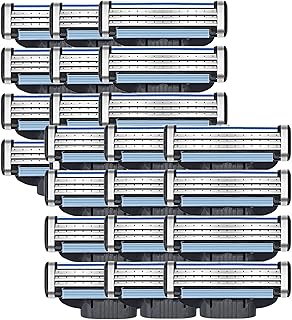 Razor Blades Refills for Mach3, Razor Blades for Gillette, Manual Blades Refills for Gillette, Mens Razor Blade Refills with Dual Lubrication, Stainless Steel Blades for Sensitive Skin