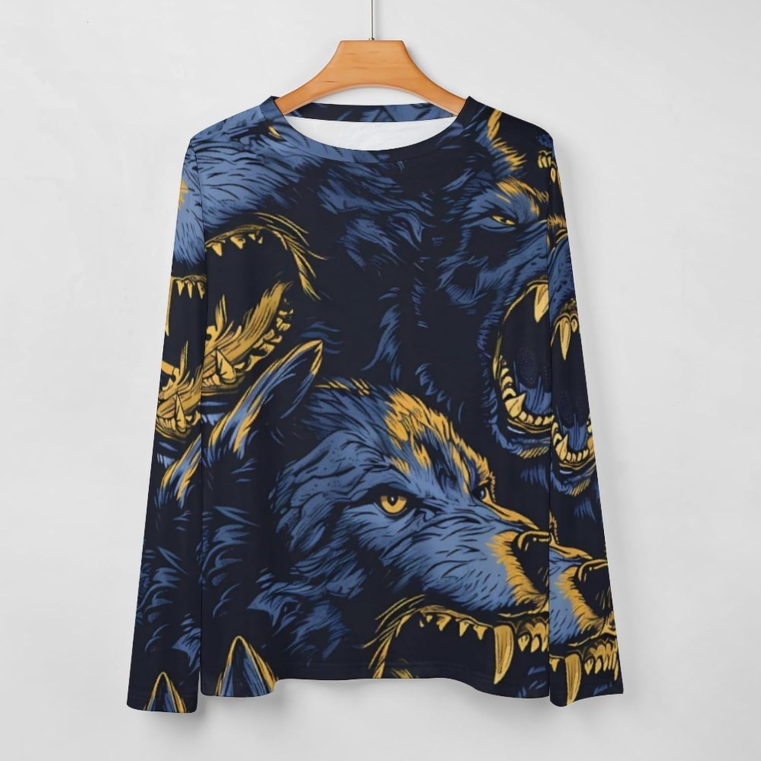 Angry Werewolf Women's Pajama Top Sleepwear Pajamas Sleep T-Shirt Long Sleeve Shirt Crewneck Tee