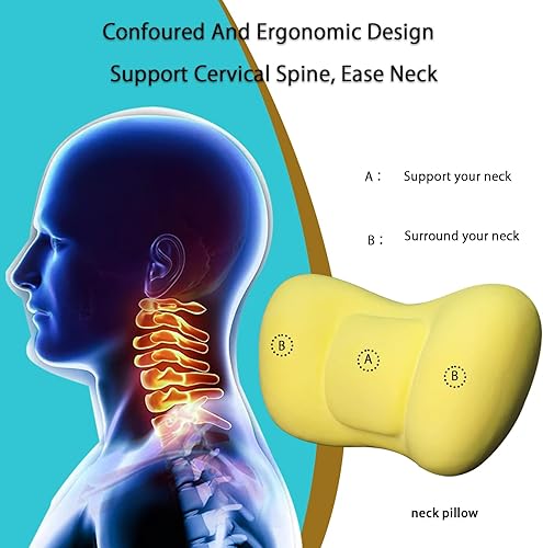 Miniatura 4 de Reposacabezas y cojín de apoyo lumbar, kit de almohada para el cuello del automóvil, reposacabezas ergonómico de espuma viscoelástica y soporte