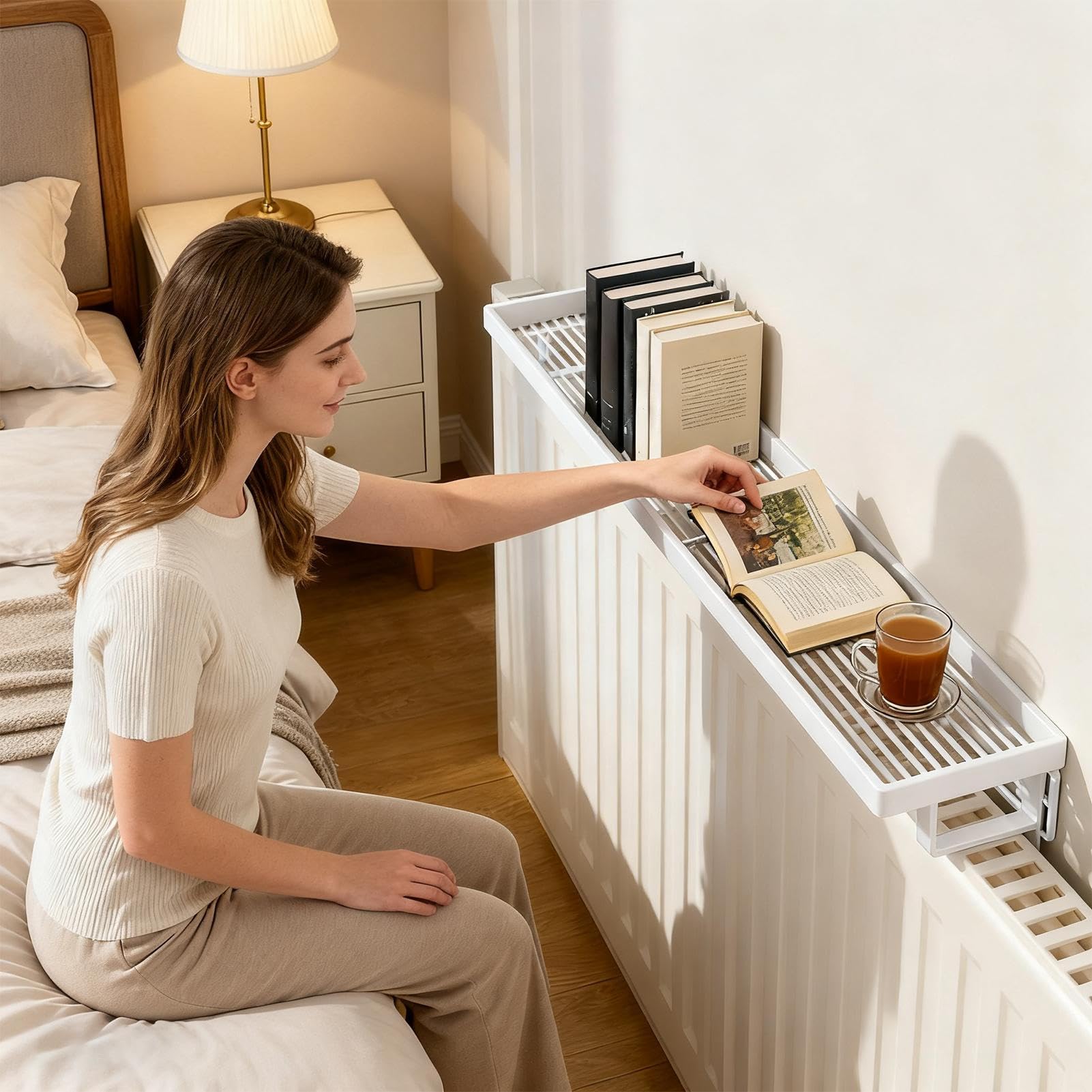 Mensola per termosifone, in metallo, resistente al calore, 50 x 12 x 7 cm, per la casa, la cucina, il soggiorno, gli accessori per termosifoni
