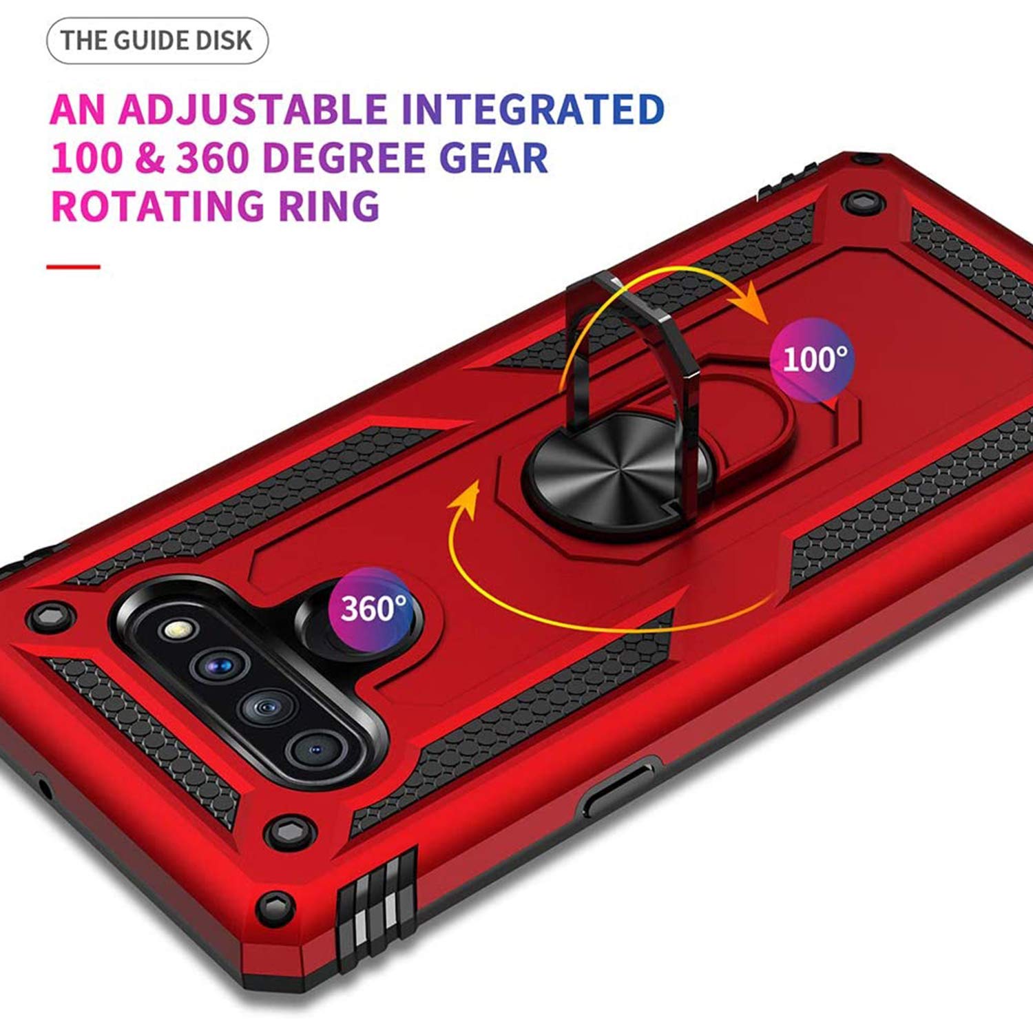 TJS - Funda para LG Stylo 6, con protector de pantalla de cristal templado de cobertura total, resistente a los impactos, anillo de metal, soporte magnético, protector de armadura