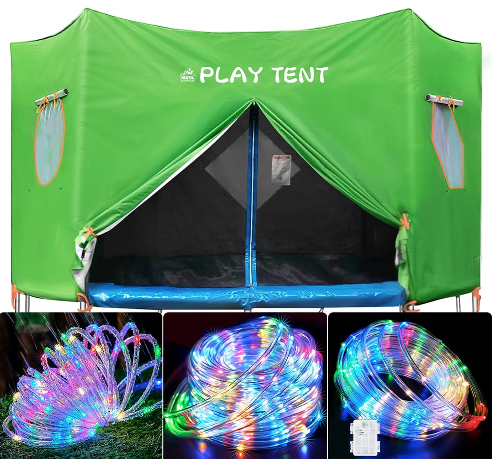Jump Tastic Trampoline Trampoline Tent, Trampoline Tent with Waterproof Light, Premium Oxford with Sunscreen Coating Trampoline Tent Cover Fit for 12 ft 14 ft 15 ft Trampoline-6 Straight Pole