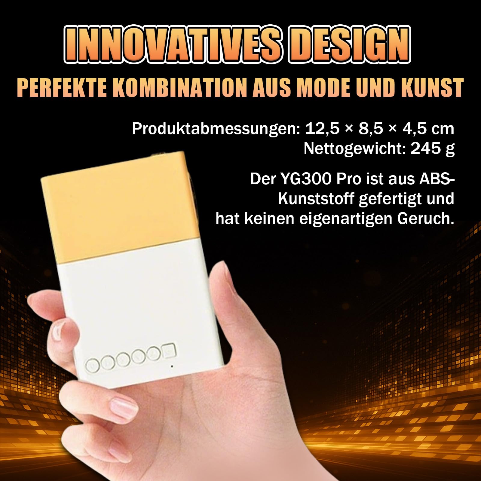 YG300 Mini-Beamer, tragbarer Outdoor-Filmprojektor, kompatibel mit Smartphones/Laptop/USB für Zuhause, Schlafzimmer und den Außenbereich