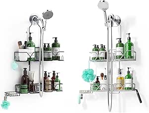 Amazon.com: Upgraded Hanging Shower Caddy for Handheld Shower Heads ...