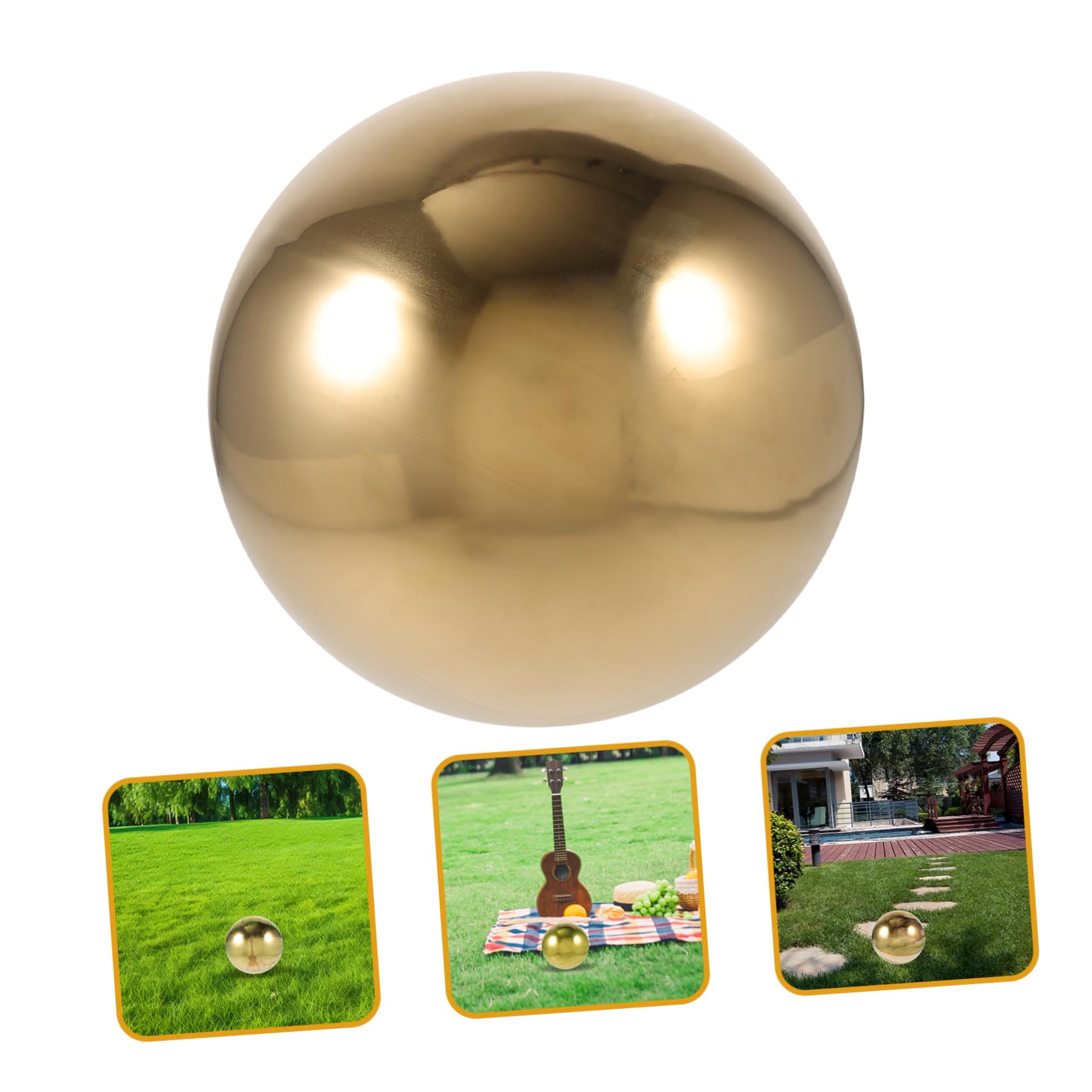 UKCOCO Boule Décorative Extérieure Acier Inoxydable Réfléchissant Miroir Creuse Dorée Or Titanium Boule Flottante pour Jardin et Étang Décoration Métallique Résistante