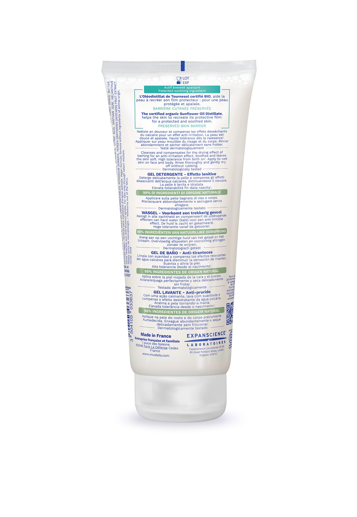 Image secondaire de Mustela Stelatopia Gel Nettoyant pour Peaux Extrêmement Sèches ou Dermatites Atopiques, Corps et Cheveux, Bébés, Enfants, Toute
