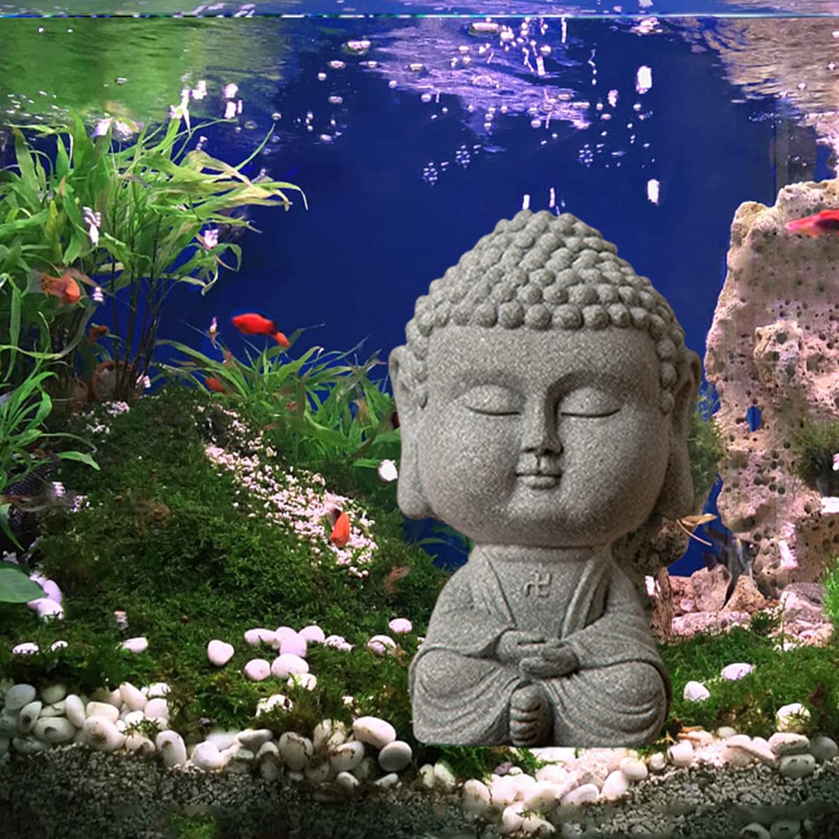 livelyfish Buddha Fish Tank Decorations Aquarium Sandstone Buddah