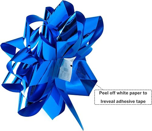 Miniatura 2 de WRAPAHOLIC Surtido de 16 lazos de regalo, 14 lazos de regalo de varios colores (azul rey holográfico y plateado) y 2 cintas rizadas rizadas para