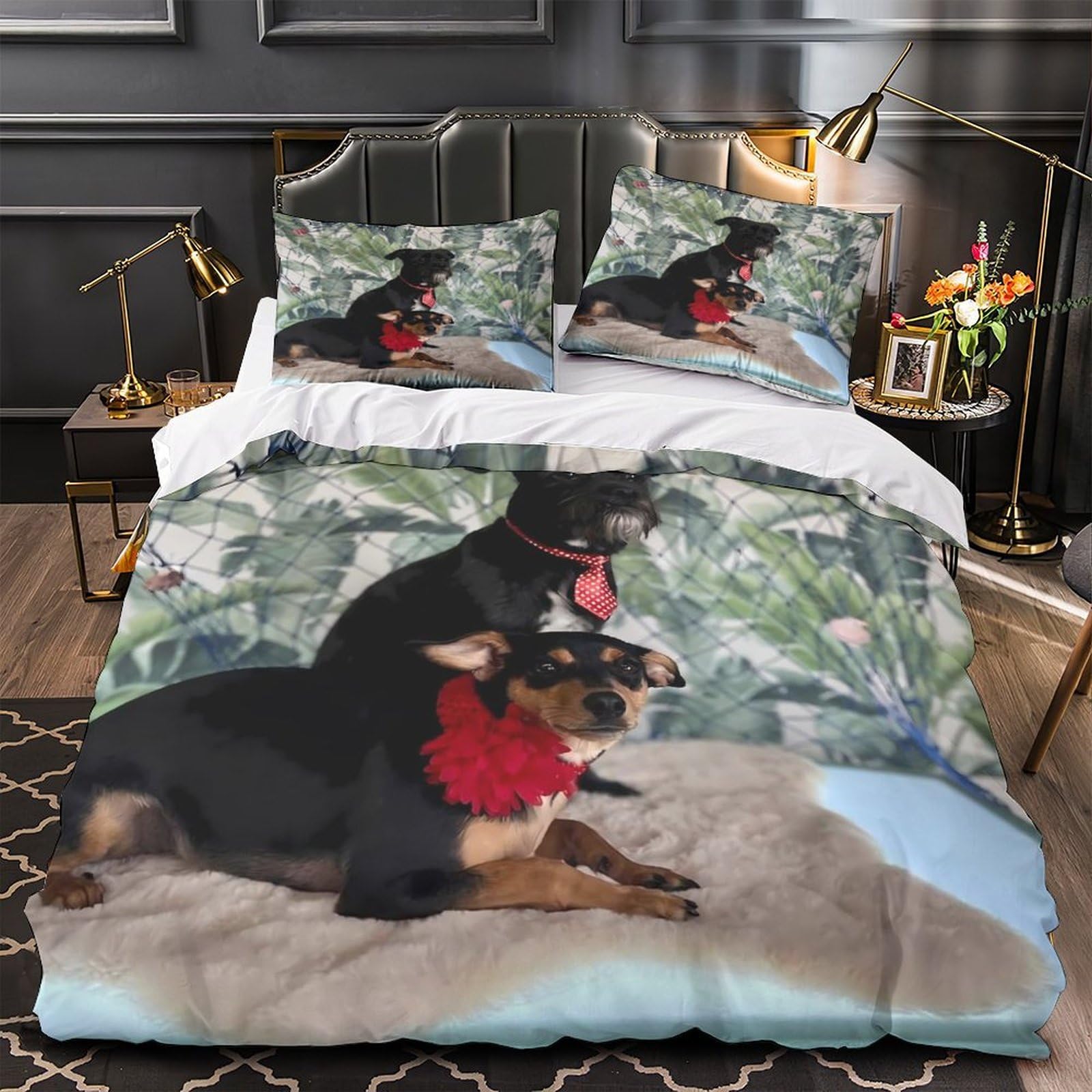 Parure de lit chien 3D housse de couette single 135x200 pour enfant