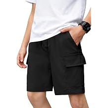 Boys Cargo Shorts with Pockets, Wide Leg, Elastic Waist & Drawstring for Casual Wear 6-14 Years
