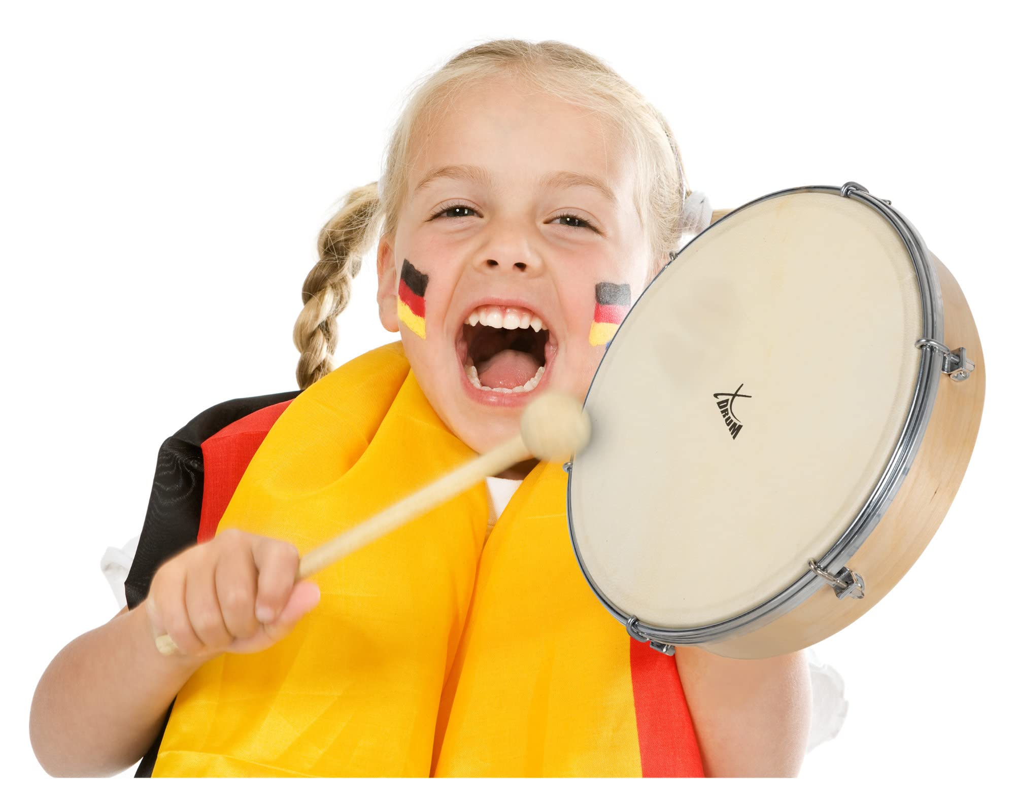 XDrum HTM-12S 12" Handtrommel mit Natur-Fell 3x Set - Rahmentrommel mit Naturfell - Stimmbar mit 6 Spannhaken - Holzrahmen aus Ahorn - Ergonomischer Griff - Natur