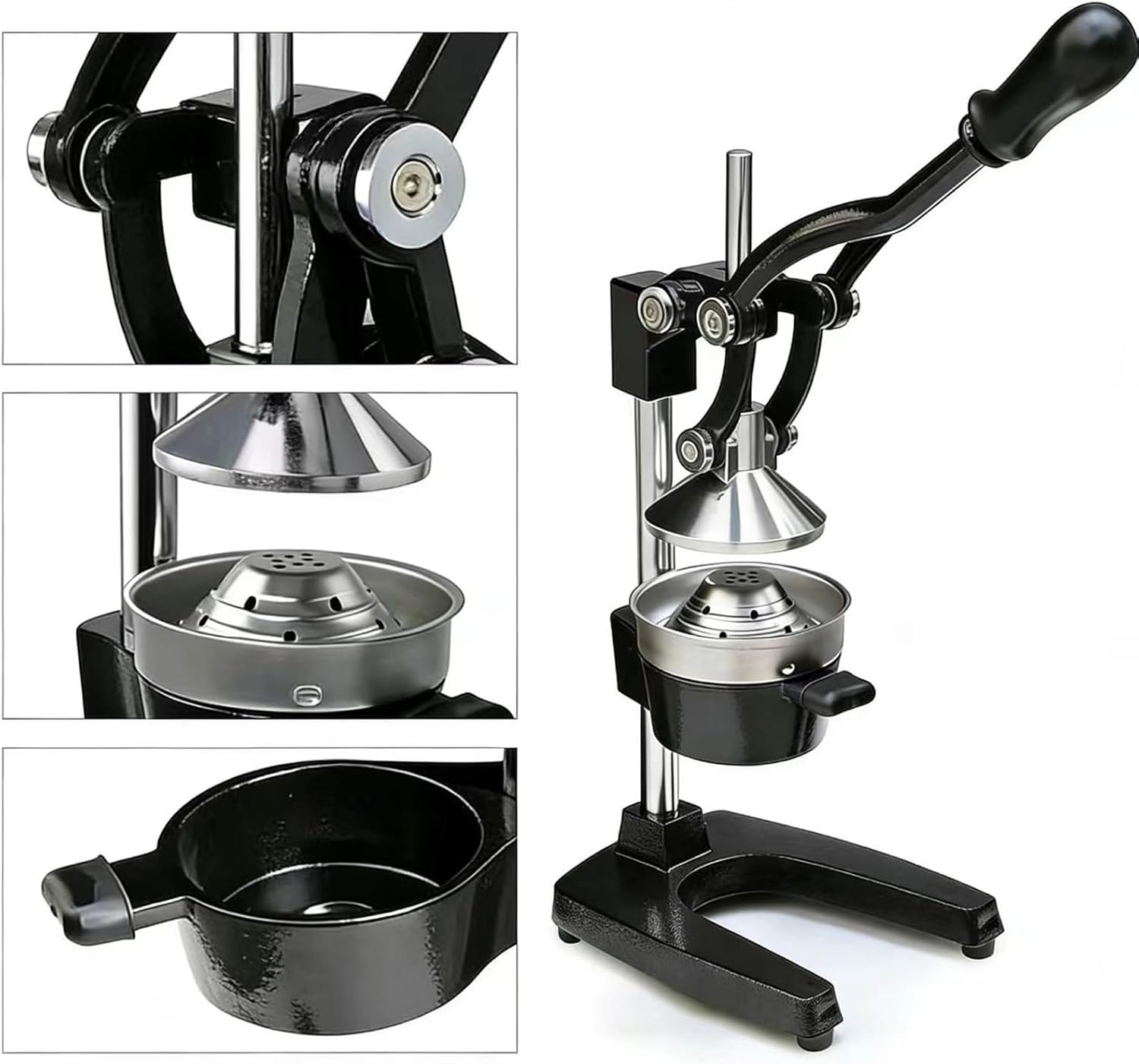 Cast Iron Manual Citrus Juicer Hand Press, Heavy-Duty Commercial Grade, Stainless Steel Lemon Orange Squeezer Effortless, Stable, Easy Clean for Home, Bar, Commercial Use