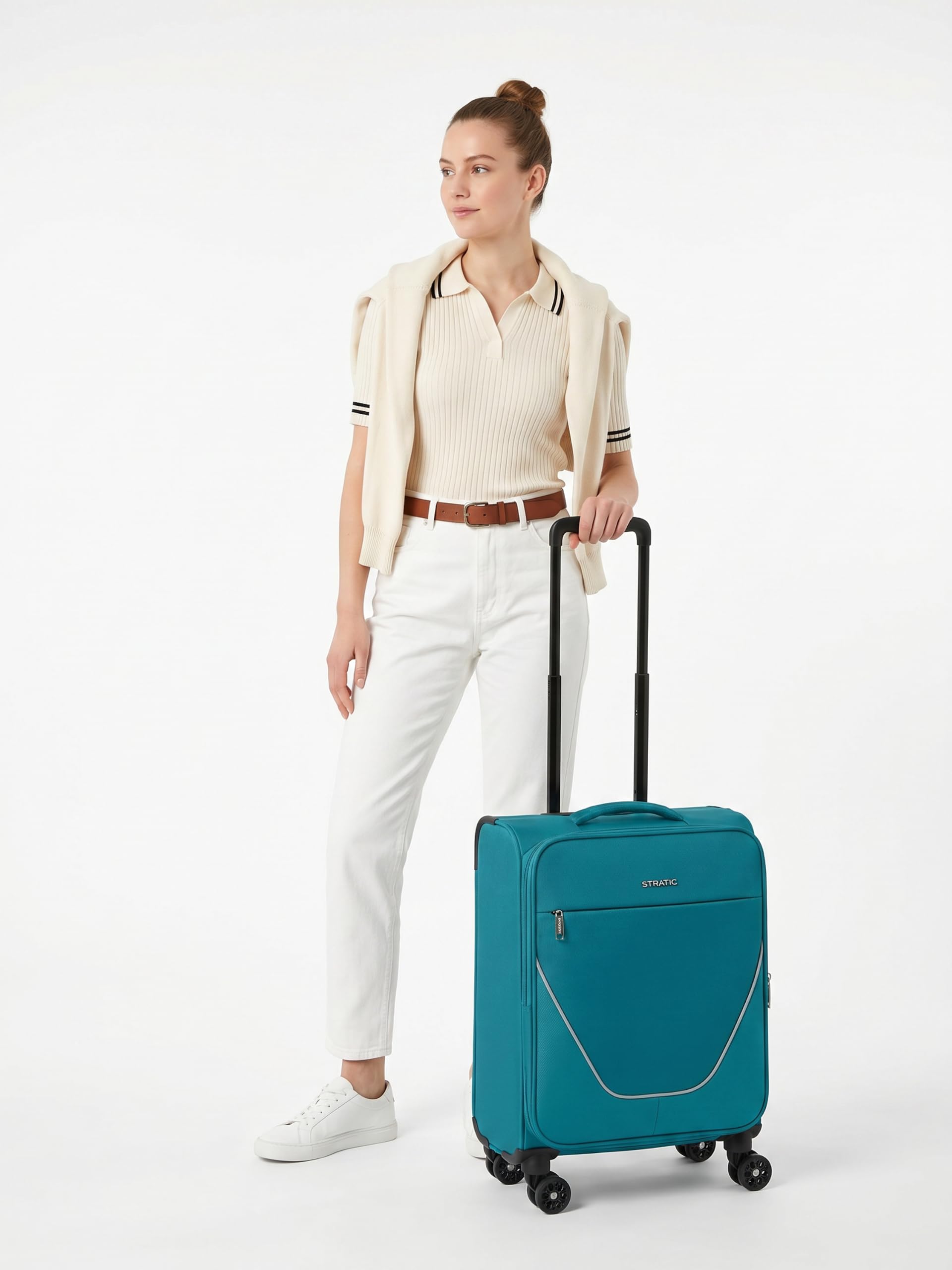 Stratic Kabinen-Koffer für Damen und Herren | Kleiner Cabin-Trolley 40 x 21 x 55 cm aus hochwertigem, flexiblem Polyester Material | Erweiterbar & Teleskopgriff| taska Serie