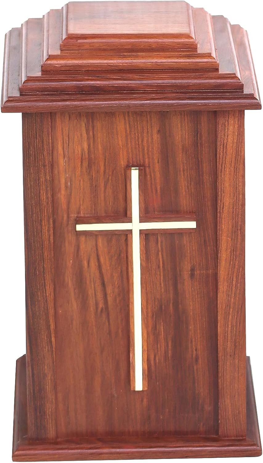 Wooden Cross Urn for Adult Ashes | Cremation Urns for Male and Female | Rosewood Urns for Human Ashes | Funeral Urns | Decorative Urns