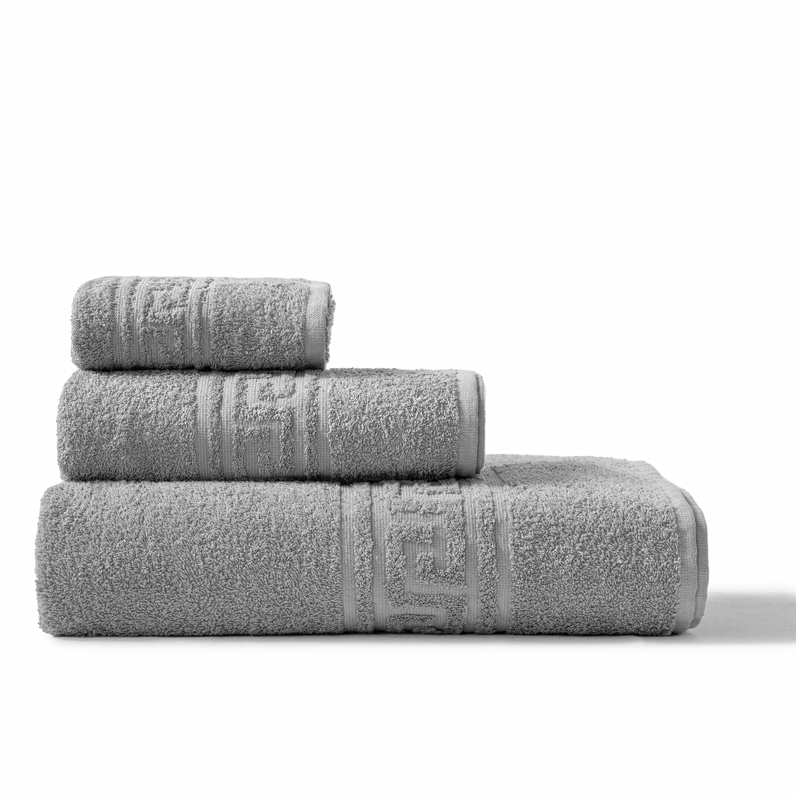 runico Set Asciugamano Da 3 Pezzi Grigio in 100% Cotone- Set di Asciugamani per Bagno-Morbidi ed Altamente Assorbenti- Made in Italia