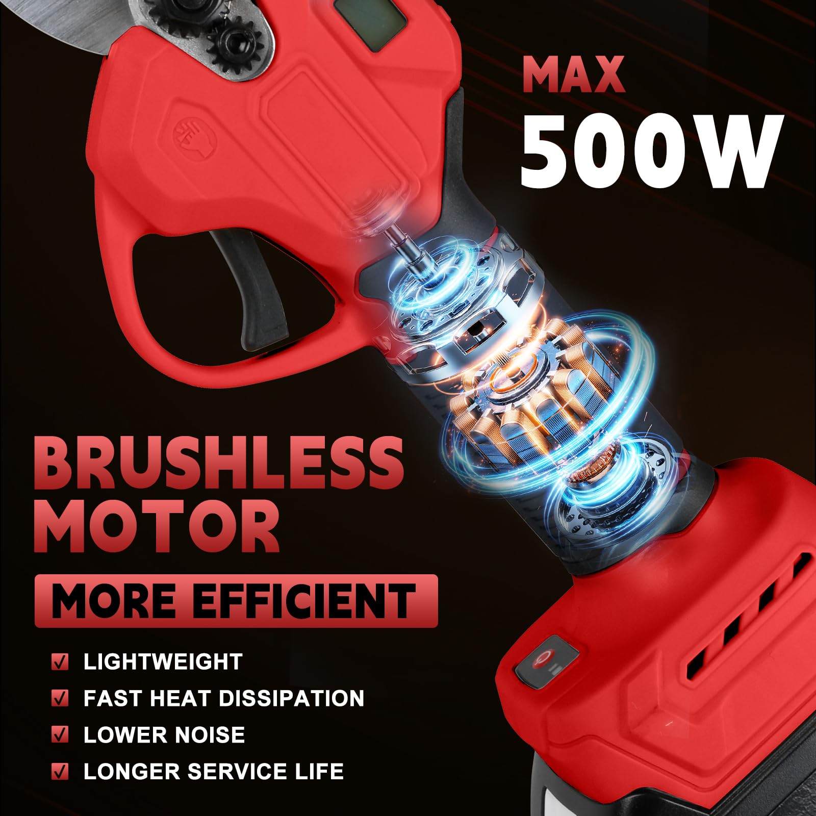 Élagueur électrique sans fil 45 mm pour Milwaukee 18 V (sans piles), moteur sans brosses, scie électrique à batterie, ciseaux pour branche, ciseaux LCD, élagage d'arbres fruitiers