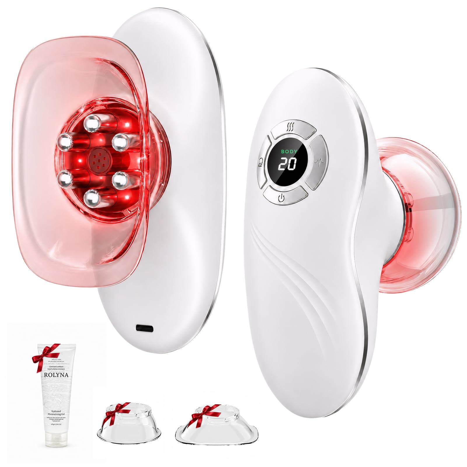 4 in 1 Body Sculpting Machine, Anti Cellulite Massage Tool,Lymphatic Drainage Massager,Reduce Stretch Marks & Cellulite & Tightens Skin,for Back, Belly, Arms, Legs.(White)