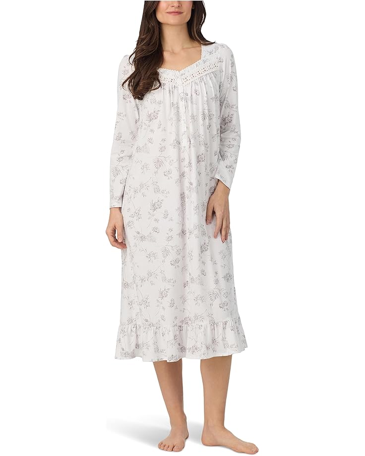 Eileen West Cotton Knit Long Sleeve Long Nightgown - Main View