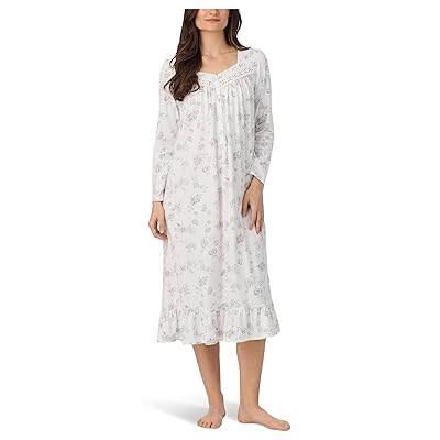 Eileen West Cotton Knit Long Sleeve Long Nightgown Women