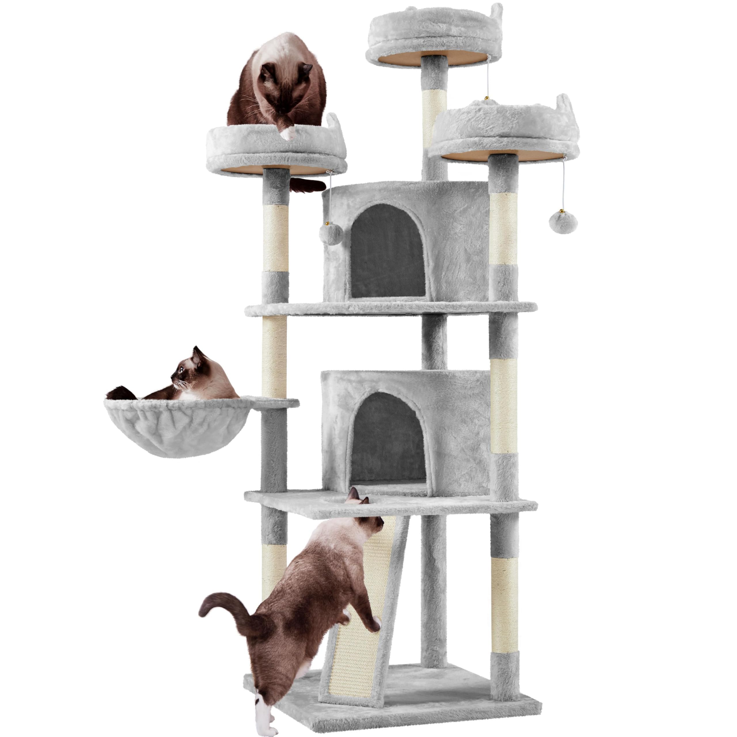Yaheetech 68.5in Cat Tree for Large Cats, Multi-Level Cat Tower with 3 Wide Perches, Large Condo, Stable Pet Play House w/Sisal-Covered Scratching