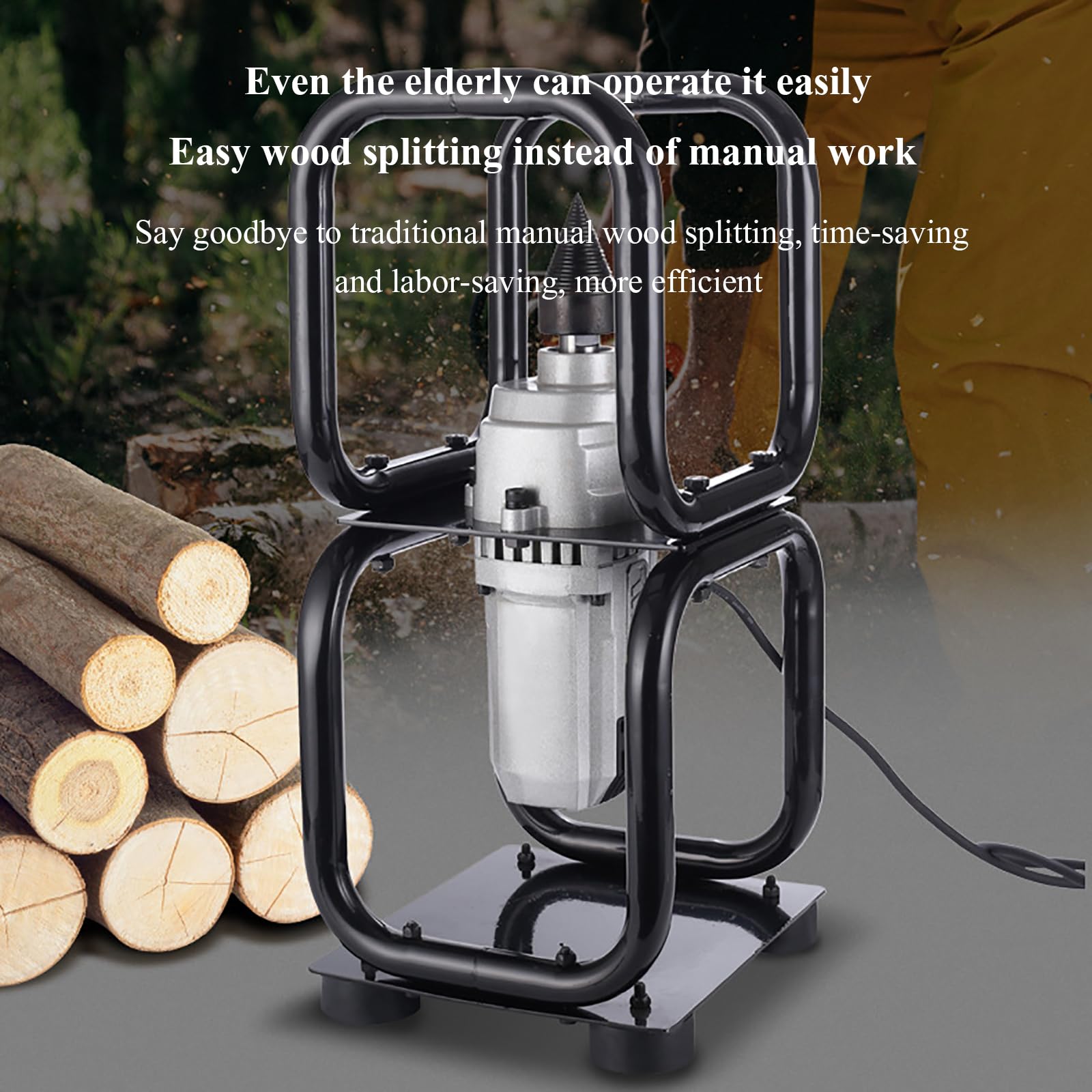 Spaccalegna Elettrico da 3300 W, Spaccalegna Automatico Portatile per Uso Domestico, Motore Interamente in Rame, velocità a Vuoto: 450 Giri/min, Diametro della Legna da Ardere: ≤30 Cm