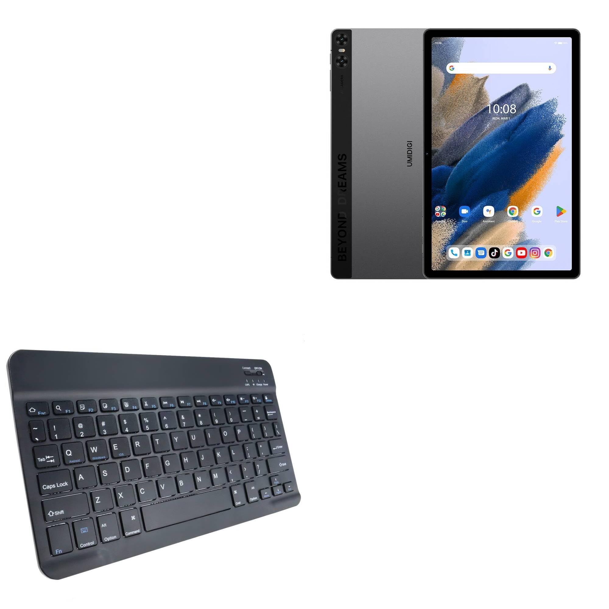 BoxWave Keyboard Compatible with Umidigi A15 Tab - SlimKeys Bluetooth Keyboard, Portable Thin with Chiclet-Style Keys - Jet Black