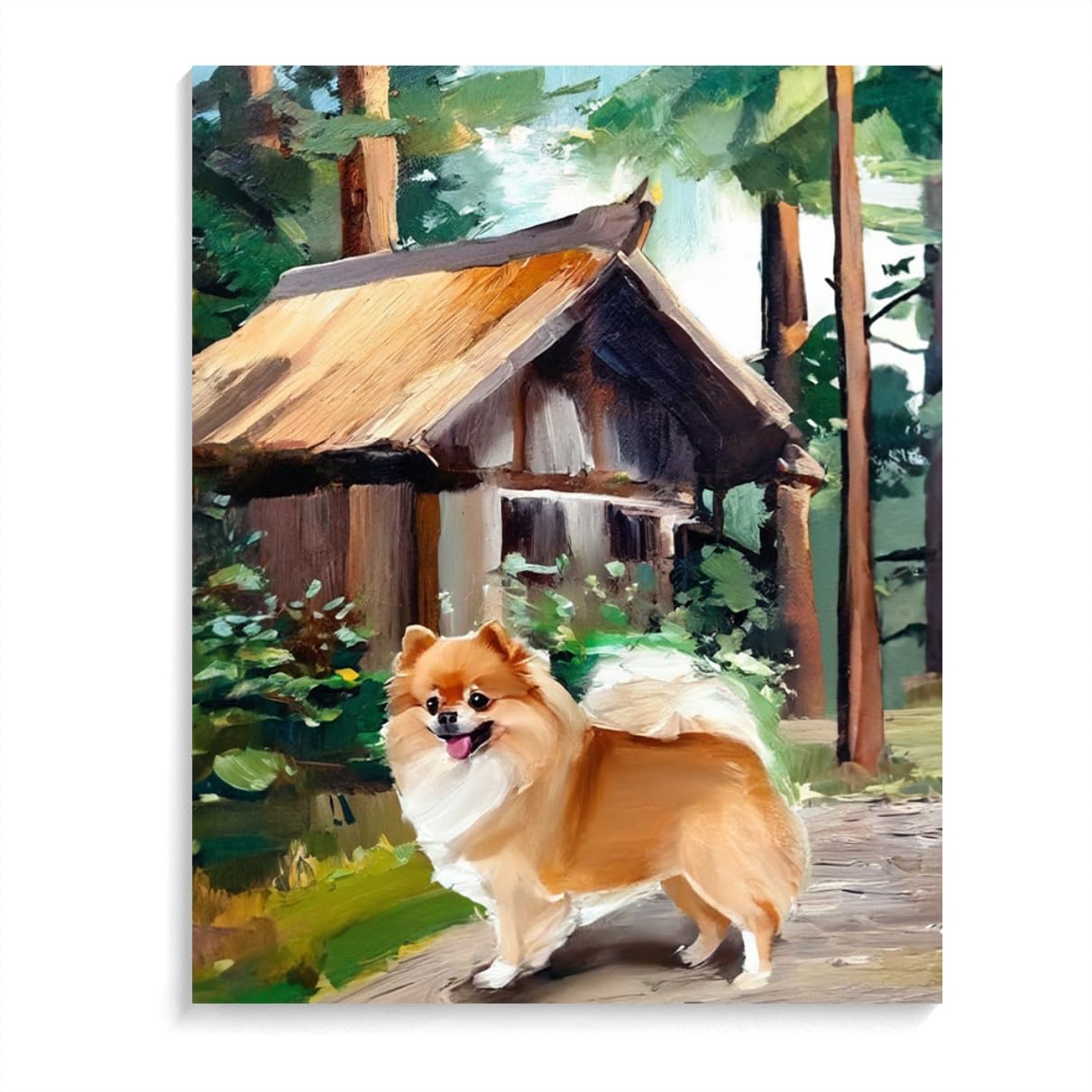 DIY Paint by Numbers Pomeranian Dog on Canvas Painting Kits for Adult, Beginner Oil Painting Kits Gift 20x24inch(50x60cm) Frameless