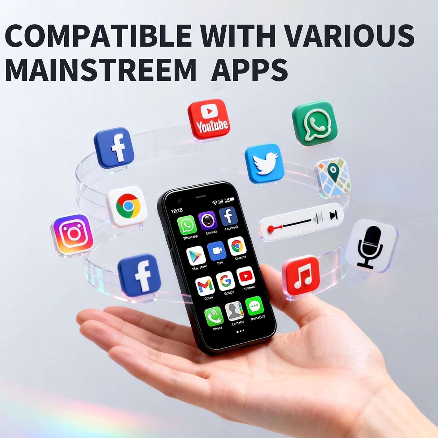 Mini Phone, 3.0 Inch Android Dual Camera Dual SIM, Mini Smartphone Unlocked, Face lD/WiFi/Bluetooth, Palm Phone for Kids, Student Pocket Cellphone,2GB +32GB (Far Sky Blue)