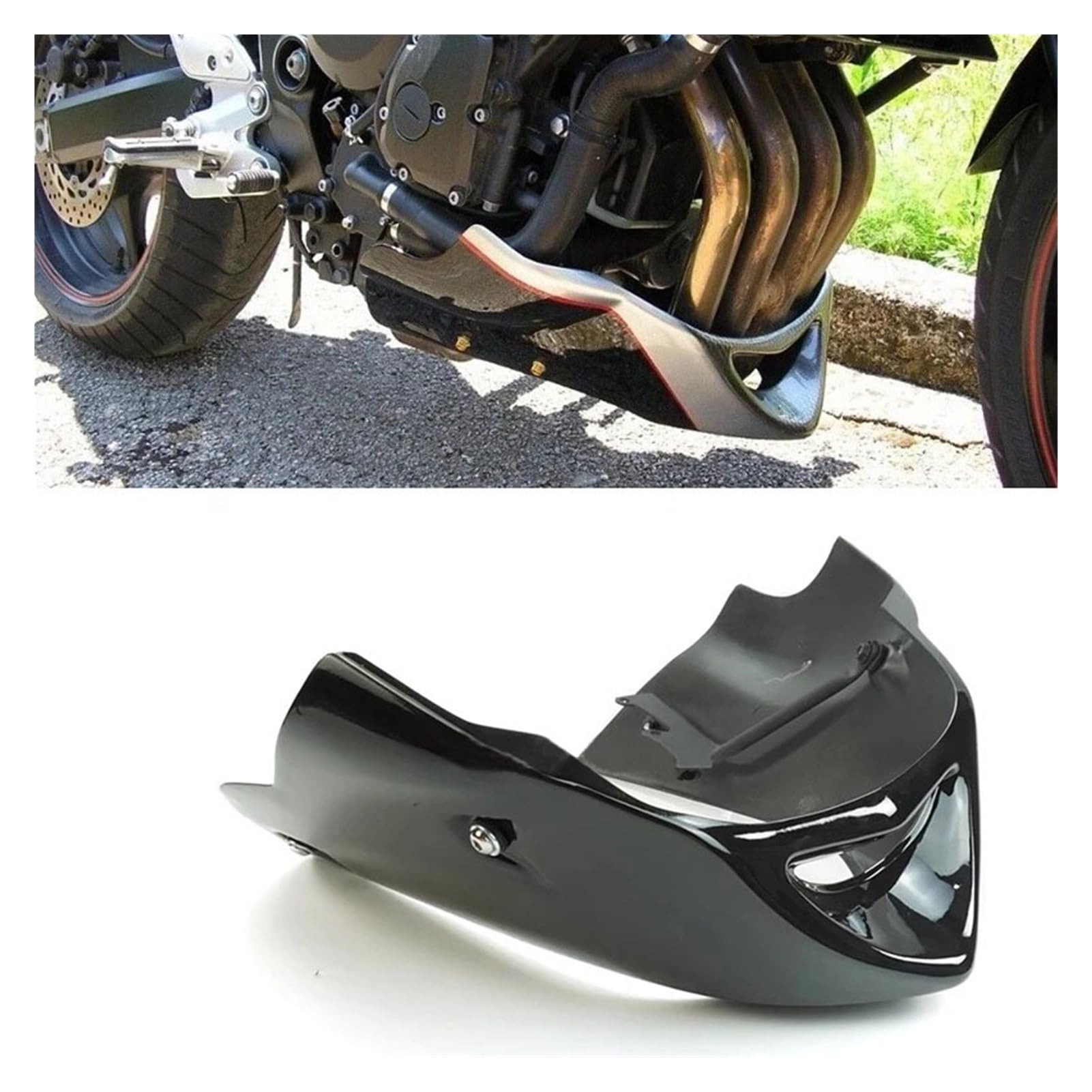 Compatible con Yamaha FZ6 S2 (2004-2010). Protector de Motor, ABS, quilla, alerón Inferior, carenado de mentón.(Matte Black)