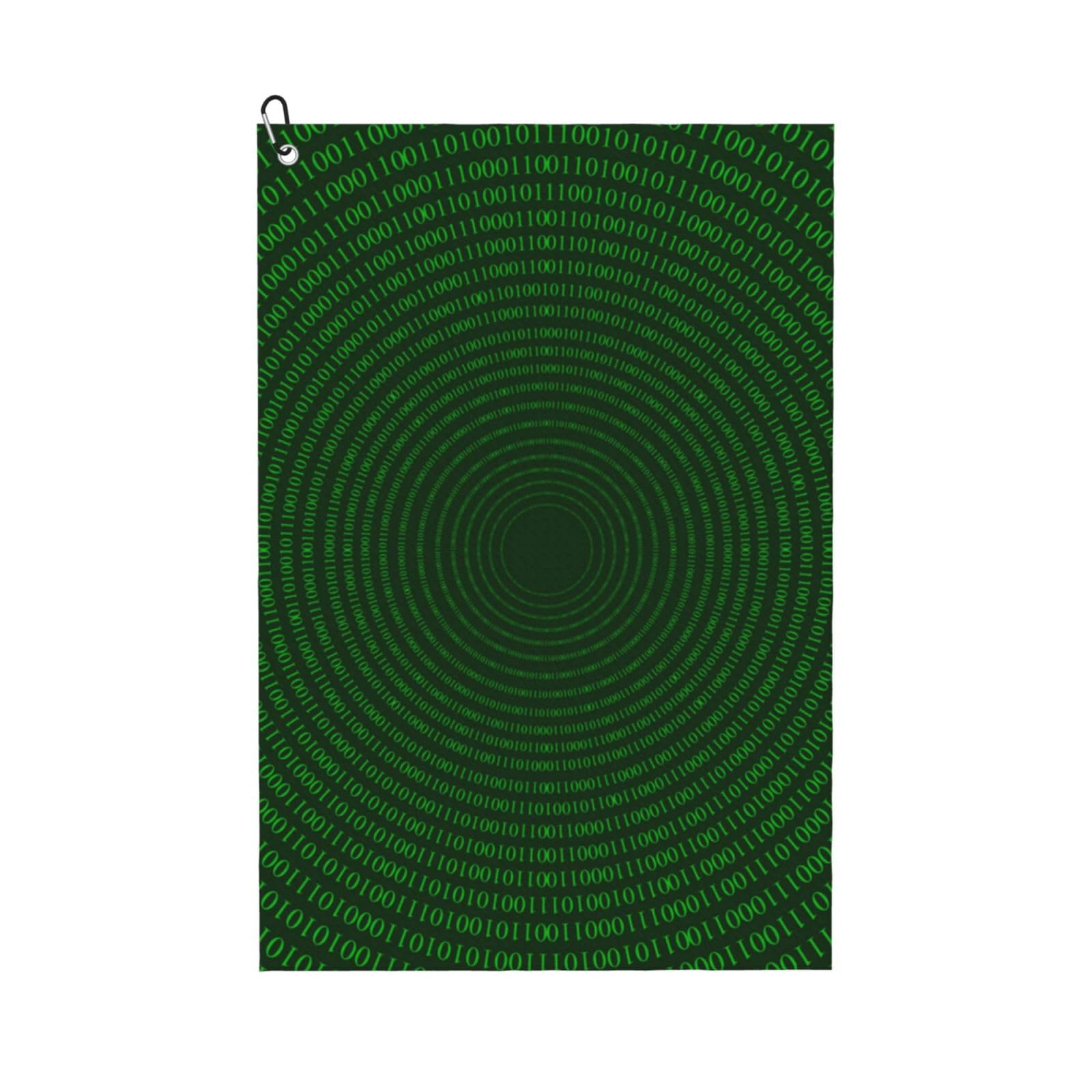 Hnnkloy Programmer Binary Circular Code, 16x24 in Portable Waffle Golf Towels with Carabiner Clip for Golf Bag