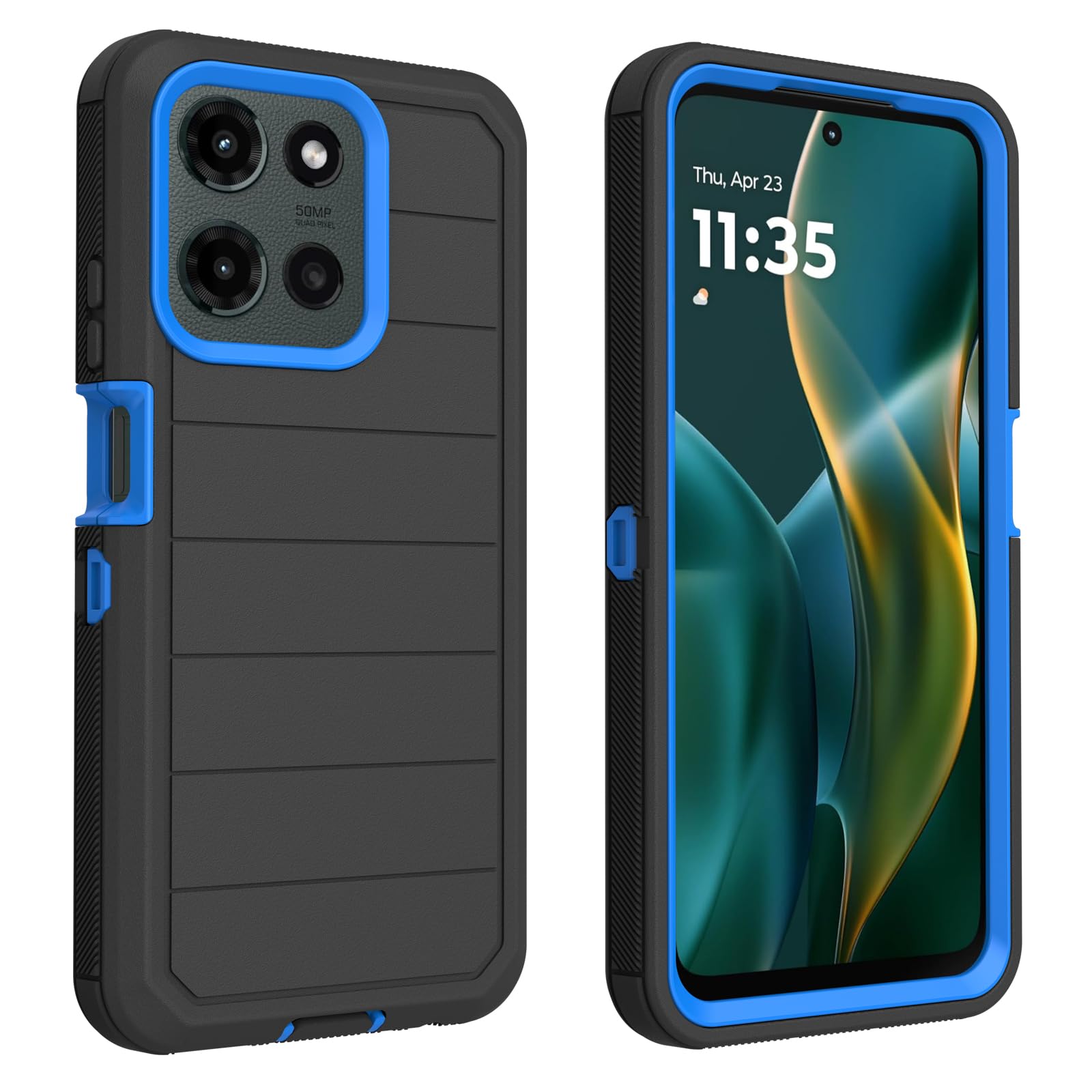 for Motorola Moto G 2026/2025 Case, Moto G Play 2026 Case, Defender Cover Heavy Duty Shockproof Dustproof 3 in 1 Rugged Protective Phone Cover (Blue/
