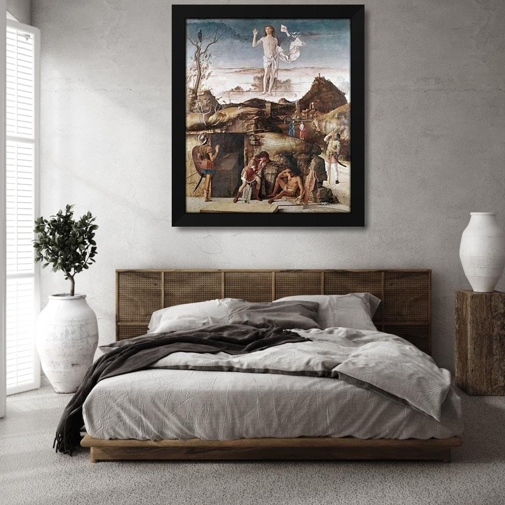 Bellini, Giovanni 36x42 Huge Black Modern Framed Canvas Art Print Titled: Resurrection of Museumist