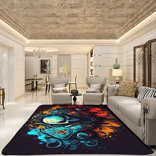 Miniatura 8 de Alfombra de videojuegos para sala de juegos, alfombra de videojuegos para habitación de niños, alfombra de videojuegos, 36 x 24 pulgadas