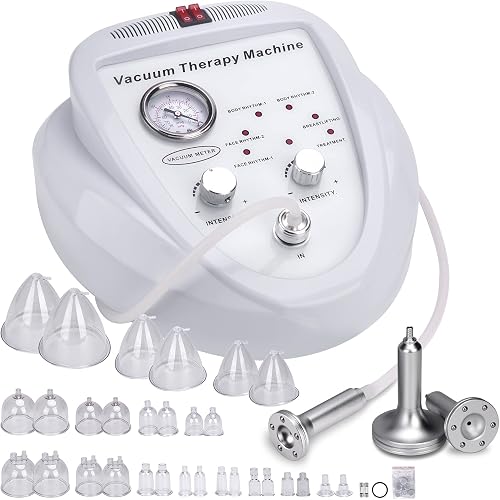 Titoe Vacuum Therapy Machine Multifunctional 0-70cmHg Cupping Cups Machine 6 Mode Adjustable Suction Butt Vacuum Machine with 30 Cups and 3 Pumps
