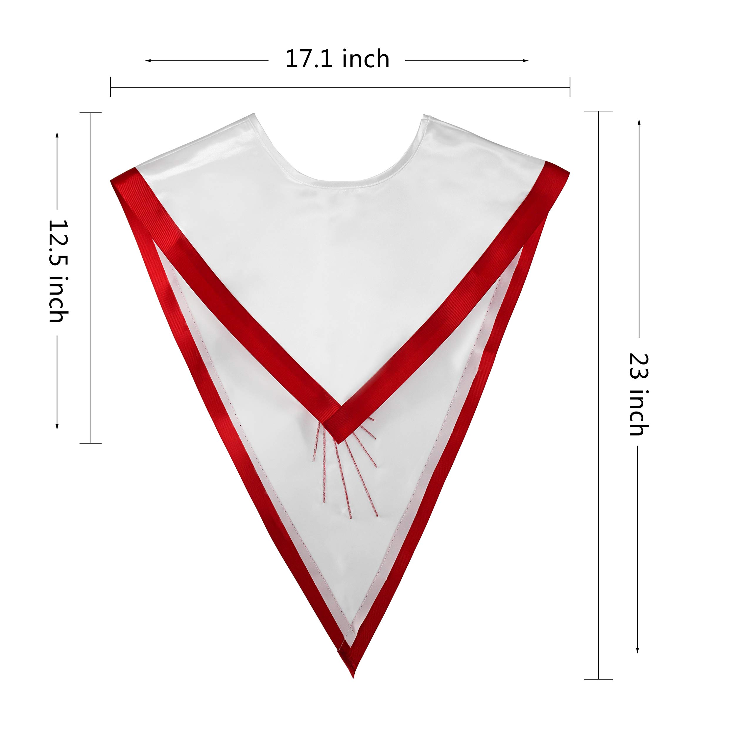 IvyRobes - Estolas de confirmación en forma de V con diseño de paloma descendente bordada, color blanco con ribete rojo