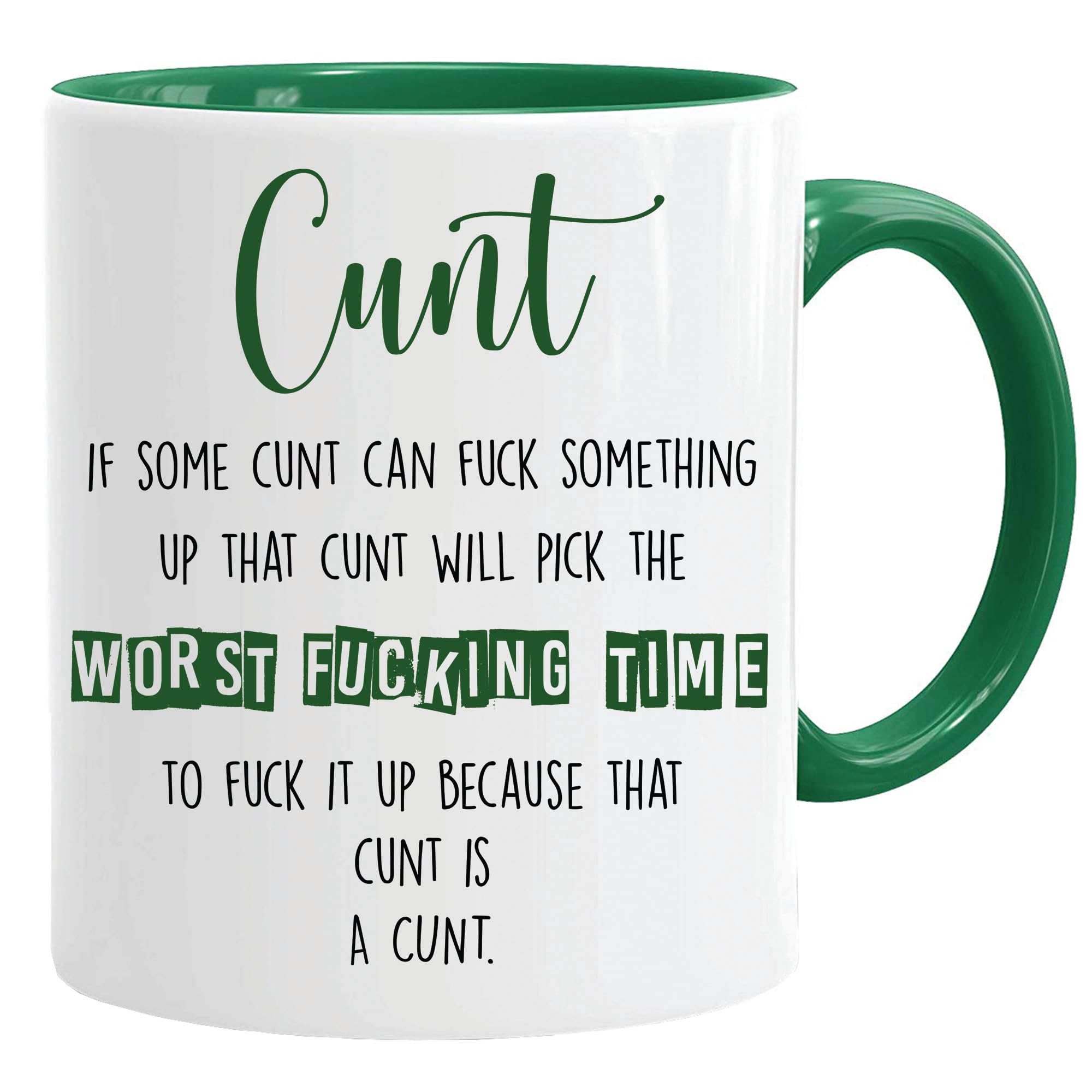 Jungle Mug Men's Green Rude Mug | C Unt |Funny Mugs For And Wo | Sarcastic Slogan Gifts | Adult Humour Rude Gift Cup | Joke Mug | Secret Santa Gift