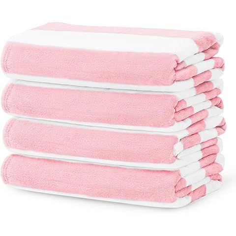 Touchat Beach Towel Oversized,Super Absorbent Sand Free Thick Microfiber Beach Towel (Pink 4Pack, 30”x60“)
