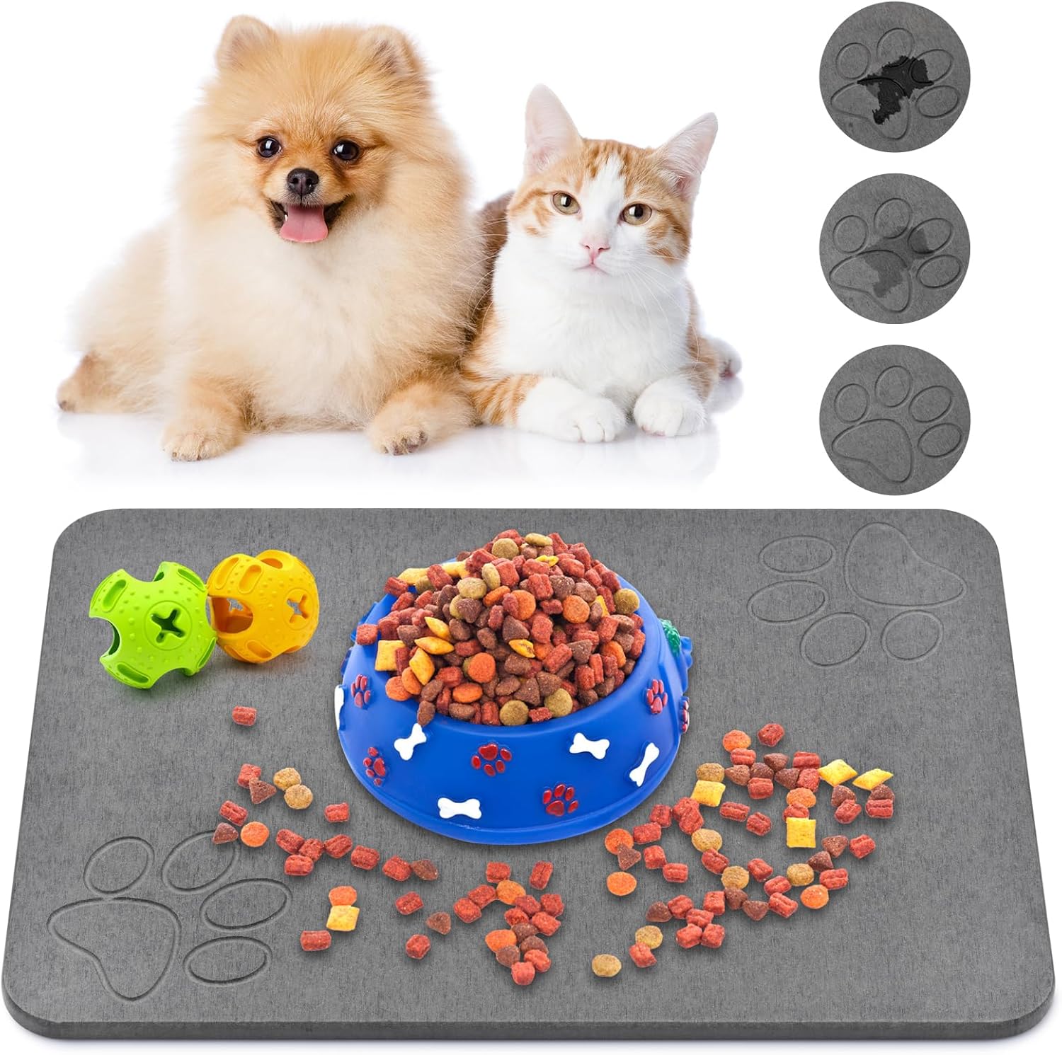 Stone Drying Mat for Dog Bowls, Water Absorbing Dog Cat