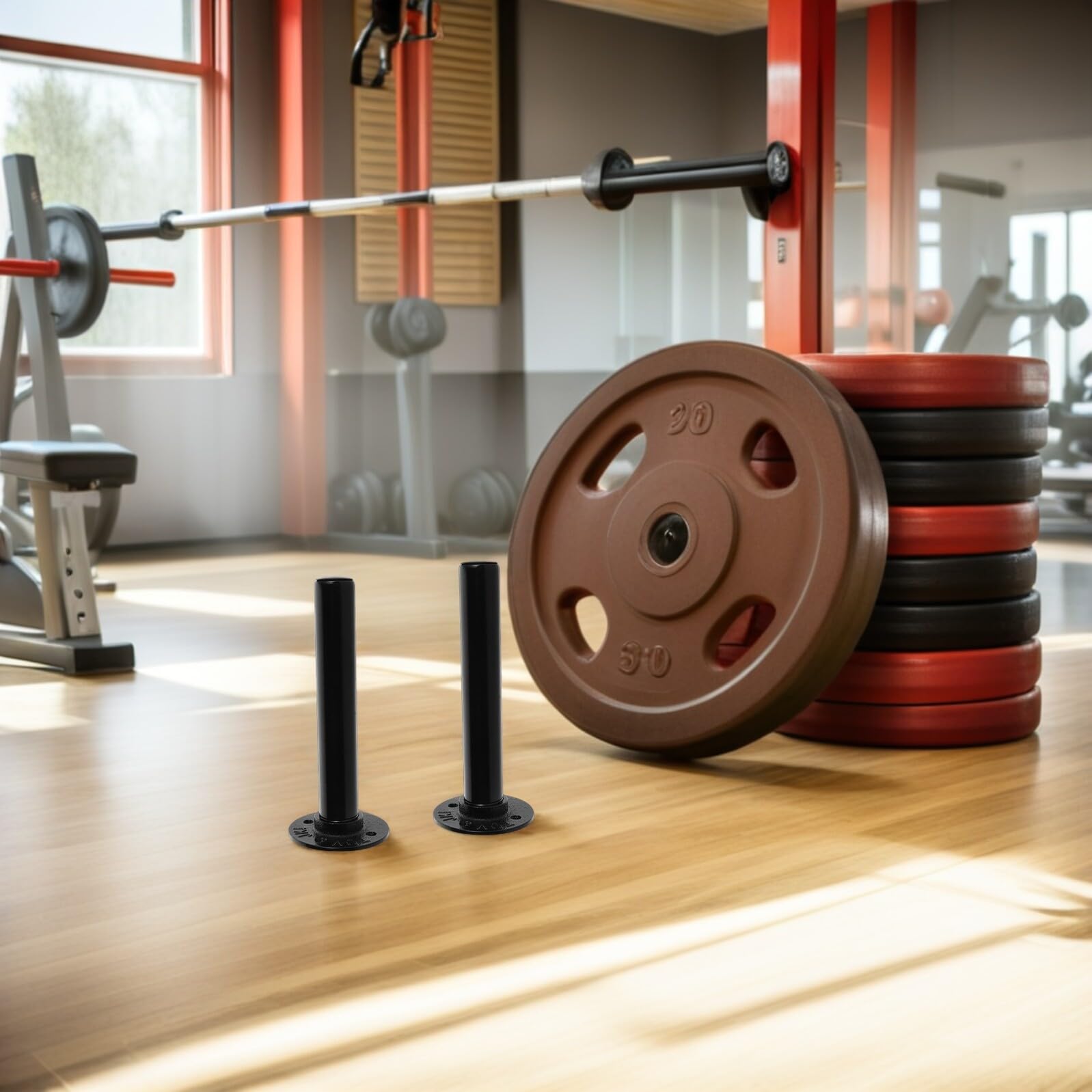 SOIMISS Soporte de Pared para Discos de Pesas de Hierro Capacidad para 4 Placas Estante de Almacenamiento Compacto para Gimnasio en Casa y Comercial Accesorio Gym para Organización y
