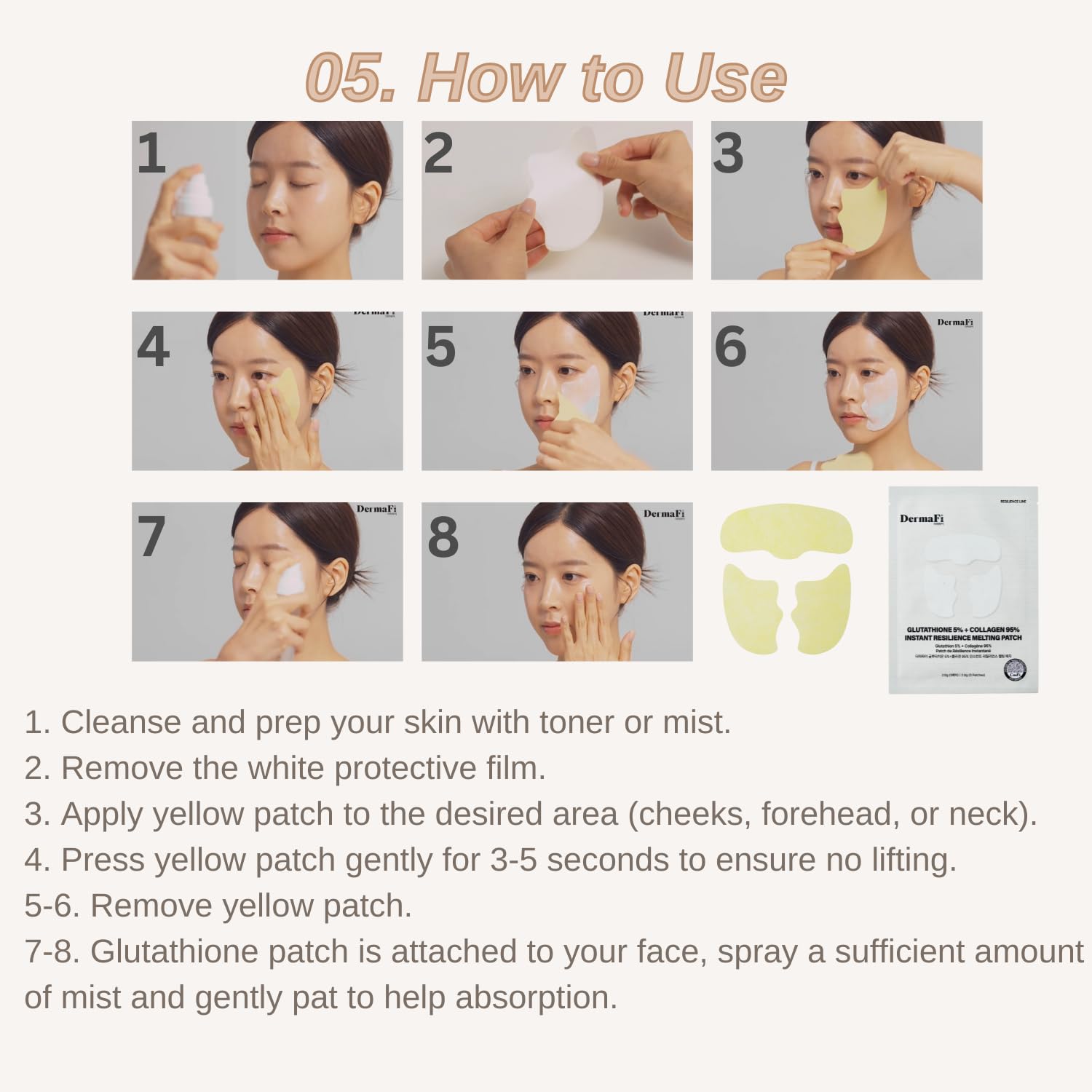 DermaFi] Collagene 100% Resilienza istantanea Melting Patch Maschera facciale (confezione da 7) Bellezza coreana