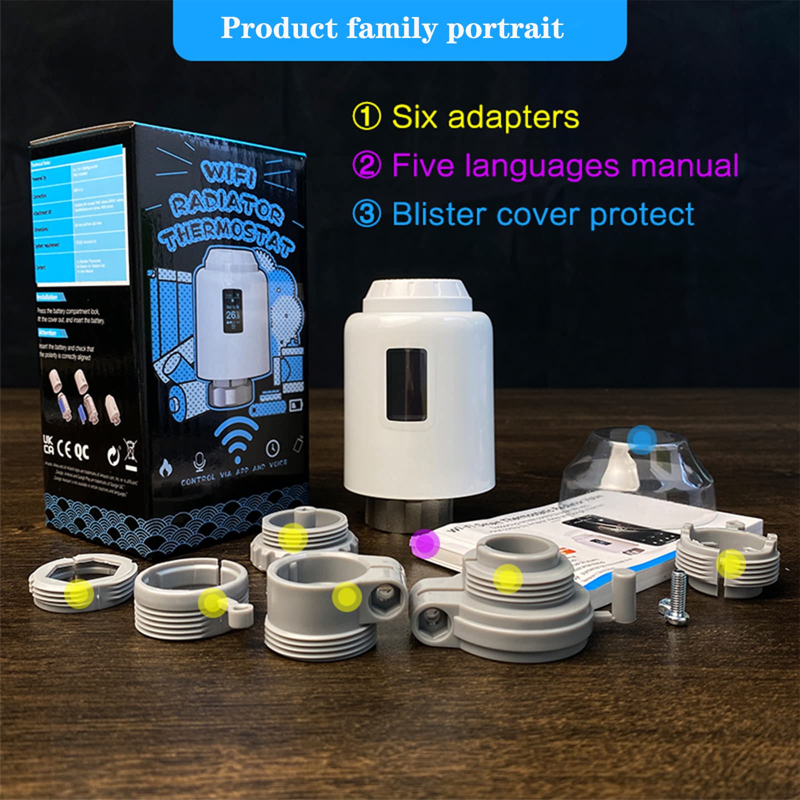Wifi Termostatico Radiatore Attuatore Valvole Programmabile Alexa Voice Control, Wifi Direct, Nessun gateway richiesto 4pcs