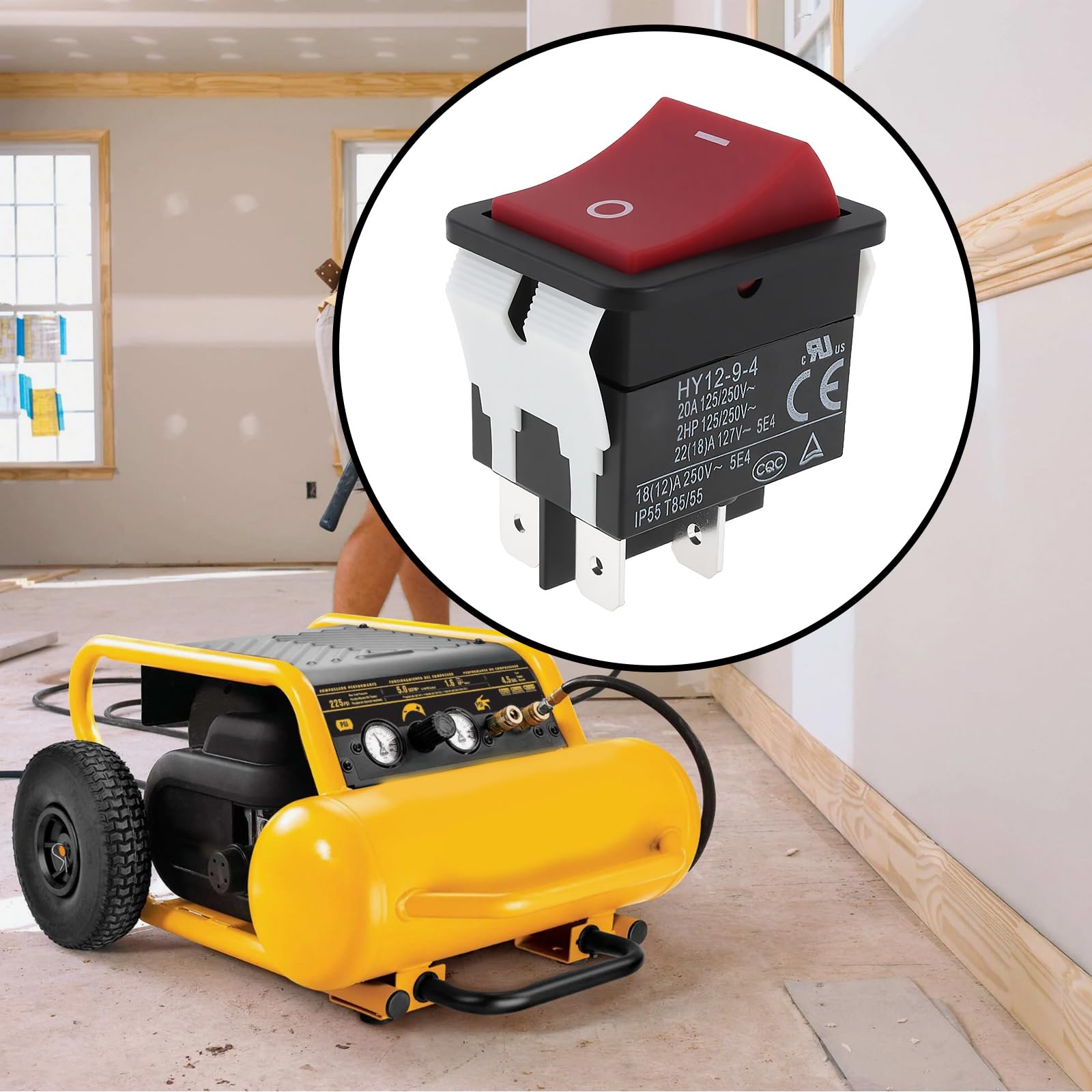 Briny River 1pc 4Pin Air Compressor Rocker Switch N043321 HY12-9-4 20A 125/250V Compatible with DeWalt - Image 3