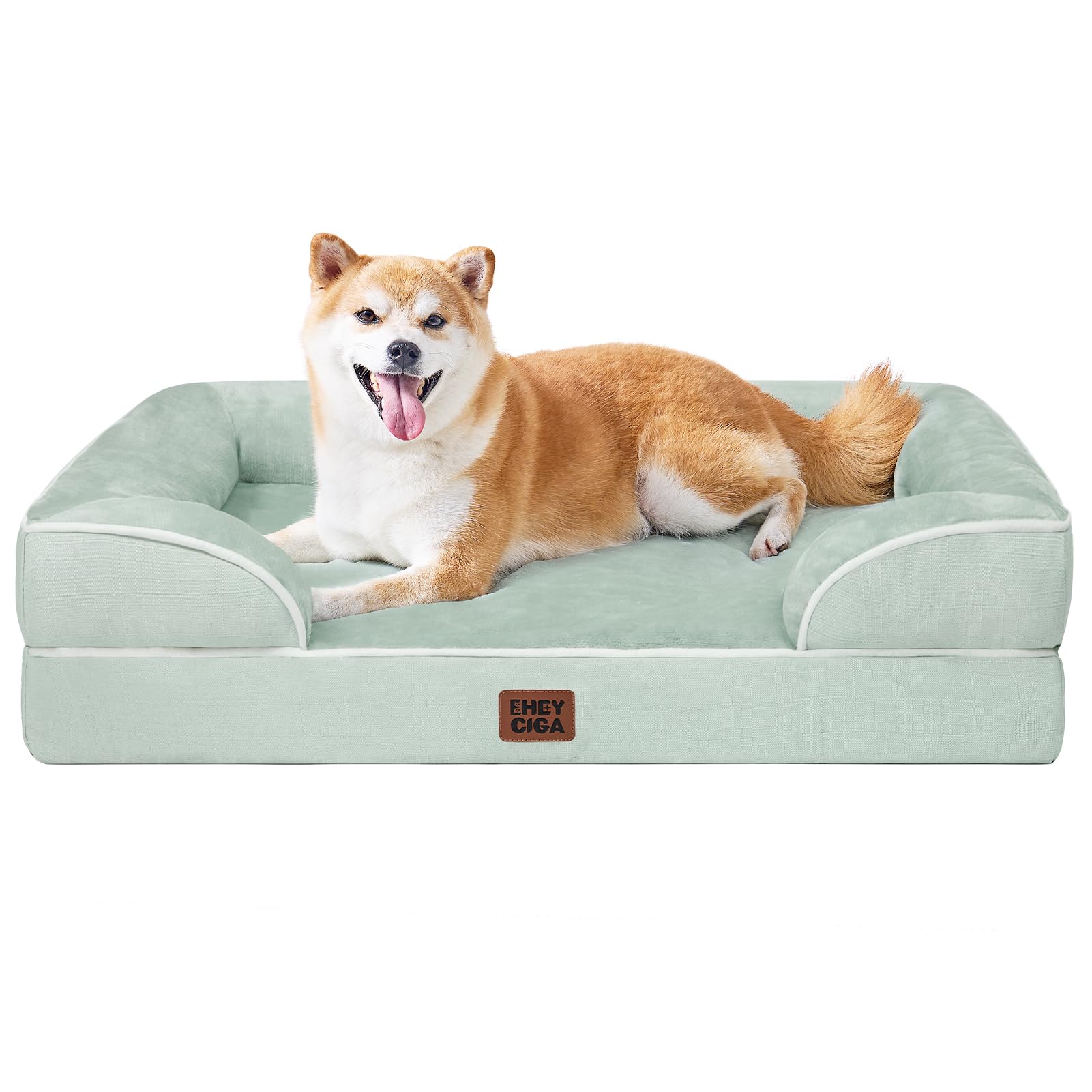 EHEYCIGA Orthopedic Large Dog Bed, Waterproof Memory Foam, Non-Slip Bottom, Sage Green, 36"L x 27"W x 6.5"Th