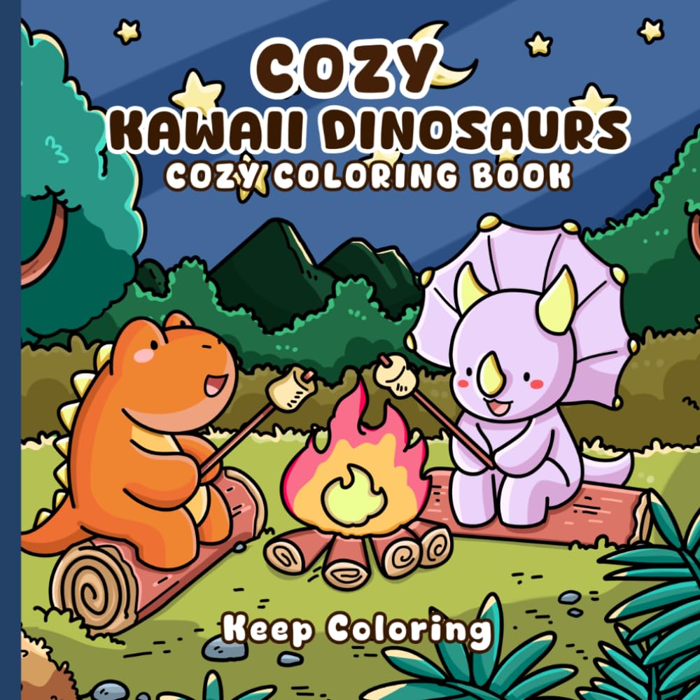 Cozy Kawaii Dinosaurs: Bold and Easy Coloring for Relaxation, Stress Relief, and Calm Creativity with Peaceful Moments (Dinosaur Coloring Books)