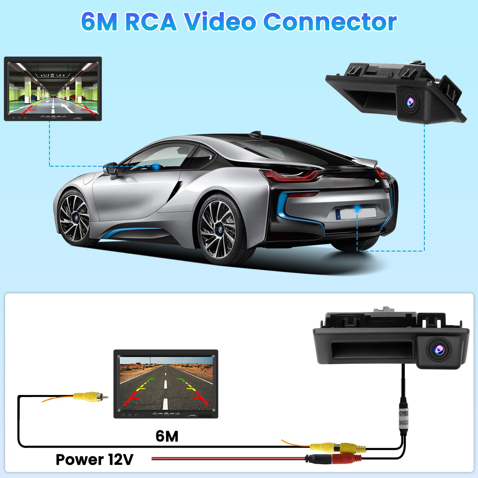 Hikity Kit Caméra De Recul AHD Avec écran LCD 7" Et Caméra Vision Nocturne IP69 étanche Pour Camion, Remorque, Bus, Voiture, Camping-car, Van (12 V-24 V), Avec Câble Vidéo De 15 M