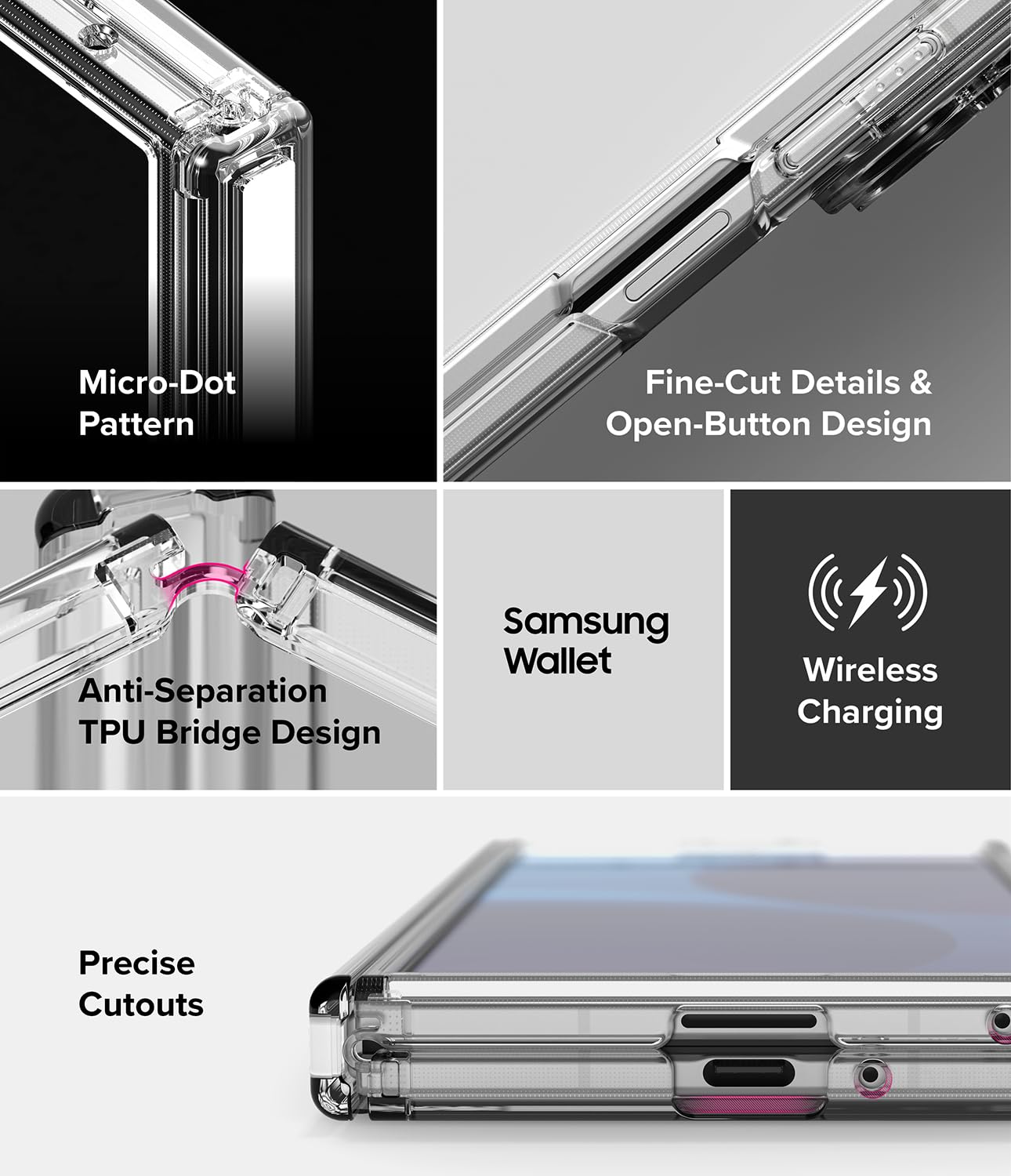 Ringke Fusion Flap per Cover Samsung Galaxy Z Fold 8 Ultra - Clear | Compatibile con la ricarica wireless, sottile, leggero, resistente ai graffi