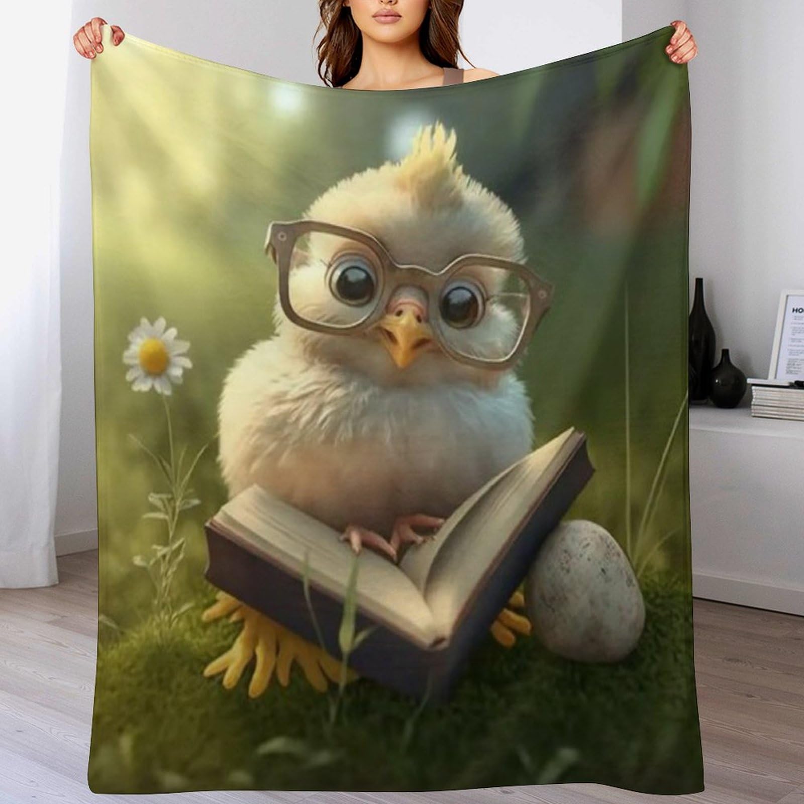 Couverture jeté flannel poulet mignon chaud confortable et durable pour chaise